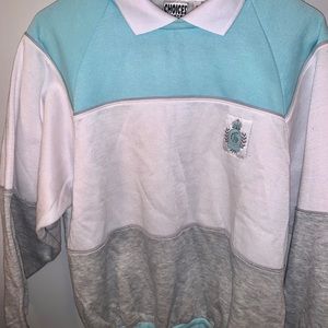 Vintage 90s Malibu Colorblock Collar Crop Crewneck